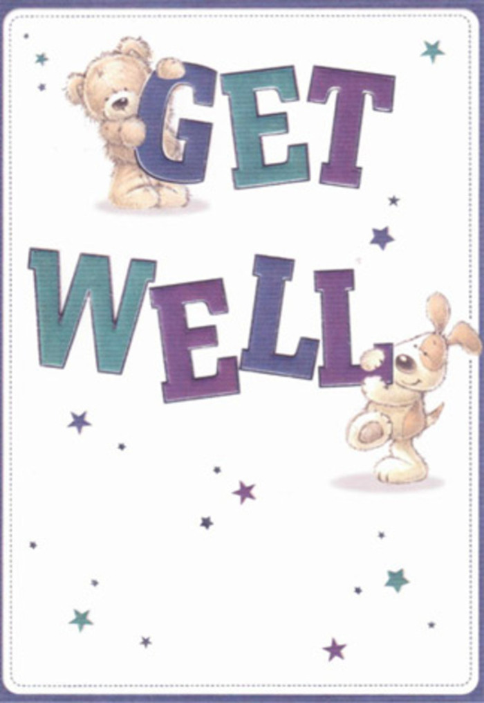 Celebration and sincerity are woven beautifully through this Lower Clapton-inspired get well card, where a softly rendered bear and a playful puppy join together to send a loving wish. The joyous mood is heightened by the lively typography-bold, rounded letters in serene purples and bright aquas-that confidently anchor the message, 'Get Well.' Star shapes, dusted in blue and violet, swirl gently above, each a playful glint of optimism reminiscent of community celebrations near Millfields Park. The illustrated fur is depicted with such attention to texture-the bear's gentle fluff and the puppy's plush, velvety ears-that you can almost feel their comforting embrace. The pristine, softly lit background brings clarity and cleanliness, akin to fresh florals arriving on a Lower Clapton morning. There's an airiness and joyful lightness to the overall composition, echoing the tender hope infused in bouquets crafted at Lower Clapton Florist. This card, paired with a local arrangement, becomes more than a gesture-it's a compassionate celebration of healing, designed to lift spirits and let loved ones know they're cherished and supported within the community.