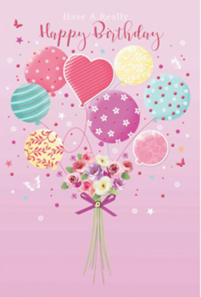This poetic birthday scene resembles a whimsical window display you might glimpse while walking through Lower Clapton on a gentle spring day. Set against a soft blush backdrop, a bouquet of pastel balloons lifts a cluster of delicate blooms, as though the flowers themselves were being carried into the sky in celebration. Each balloon has been carefully illustrated with its own joyful pattern: pale sunshine yellow blending into rose pink, lavender clouds swirling around sea-green ribbons, and tiny dots that dance across the surfaces like the laughter of a birthday gathering. Their glossy textures catch an imagined sunlight, creating subtle highlights that make them appear almost three-dimensional, as if ready to drift towards Clapton Common. At the base, a hand-tied bouquet forms the grounding heart of the design. Small roses and daisy-like flowers nestle together in shades of cream, blush, and gentle fuchsia, each petal shaded to show the softness of velvet and the tenderness of new blooms. The stems are neatly bundled and finished with a shimmering purple bow, adding a refined flourish. Nearby, whimsical butterflies appear to flutter between the flowers and balloons, with tiny star accents sprinkled like confetti through the air. There is a sense of quiet jubilation here - not loud or overwhelming, but a warm, uplifting feeling that mirrors the joy of sending birthday flowers to a friend on a side street off Lower Clapton Road. Every element, from the pastel palette to the intricate patterns, feels thoughtfully composed, as though an experienced local florist had translated the happiness of a birthday wish into colour, texture, and light.