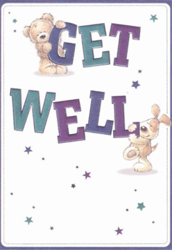 This endearing get well card, crafted with the same thoughtful detail we cherish in Lower Clapton, radiates warmth and comfort from the moment you lay eyes upon it. The scene features a plush teddy bear embracing the crest of the giant, friendly 'GET', while a lively, floppy-eared pup nuzzles against the bold 'WELL' below, their faces shining with hope and empathy. Around them, a scatter of delicate stars evokes possibilities-like the first spring blossoms along Chatsworth Road, or the kind gestures shared among neighbours. The indigo and teal hues of the hand-lettered message leap brightly against a clean white background, creating visual clarity and peace-a gentle reflection of the calm you might feel walking beside the canal on a quiet Lower Clapton afternoon. The fluffy fur and rounded paws beckon a sense of touch and security, much like a fresh bouquet's comforting scent delivered locally. Each illustrated detail feels intentionally placed, inspiring the same care Lower Clapton Florist brings to every healing bouquet chosen for loved ones nearby. It's a card designed not just as a message, but as an experience-a tangible embrace wrapped up in paper and sentiment, perfect for lifting spirits here in Hackney and beyond.